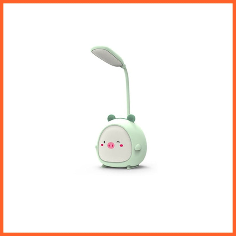 whatagift.com.au Pig-Green Cute Rechargeable Desk Lamp | Eye Protection Bedside Table Lamps