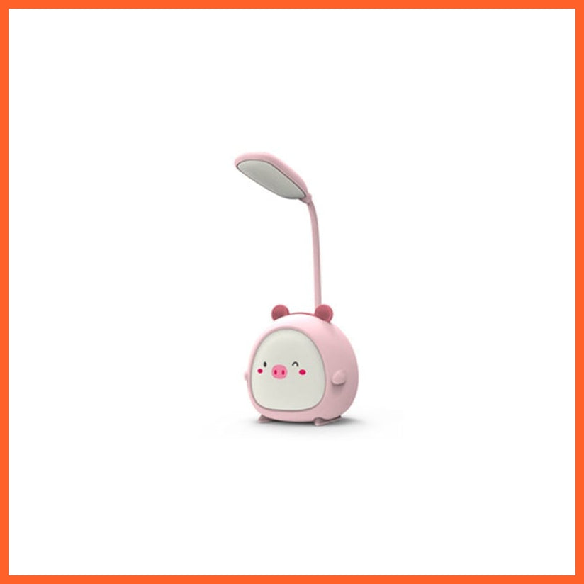 whatagift.com.au Pig-Pink Cute Rechargeable Desk Lamp | Eye Protection Bedside Table Lamps