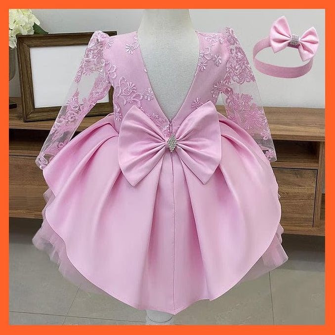 whatagift.com.au Pink 01 / 9M Baby Girls Red Birthday Long Sleeve Backless Dresses
