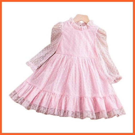 whatagift Pink 06 / 3T Girls Spring Red Half-Sleeve Lace Party Costume