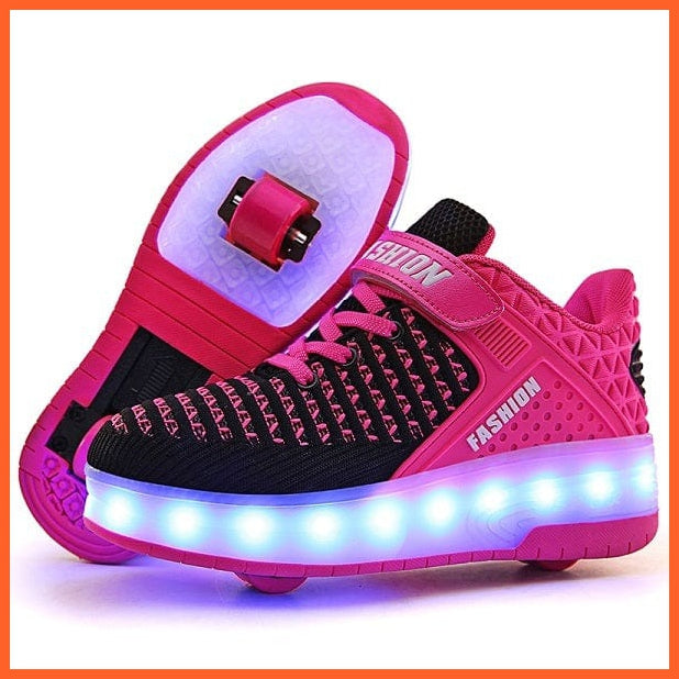 whatagift.com.au Pink / 13.5 LED Sneakers With Wheels for Kids | USB Charging LED Light Roller Skate Shoes