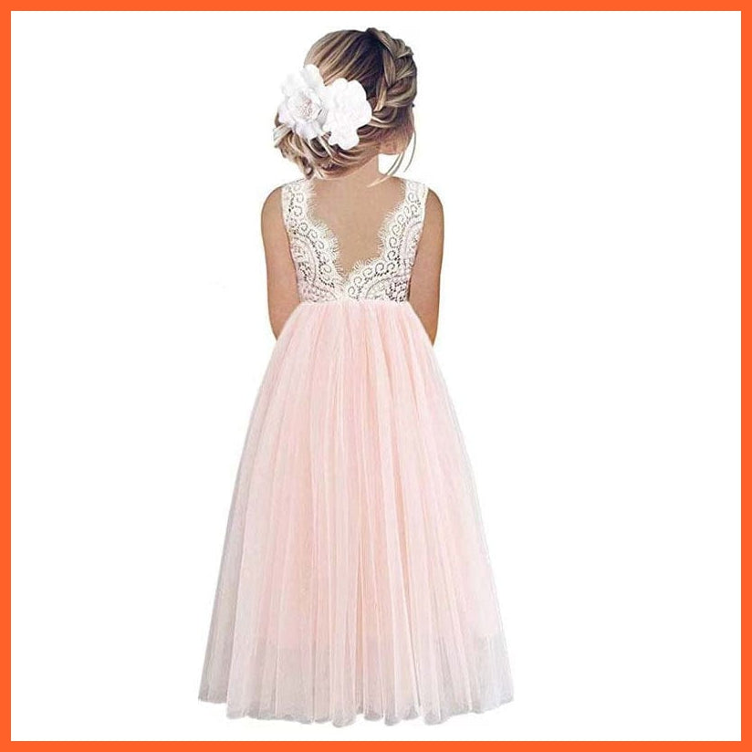 whatagift.com.au Pink / 18M Girl Summer Princess Party Lace Dresses  For Wedding Birthday