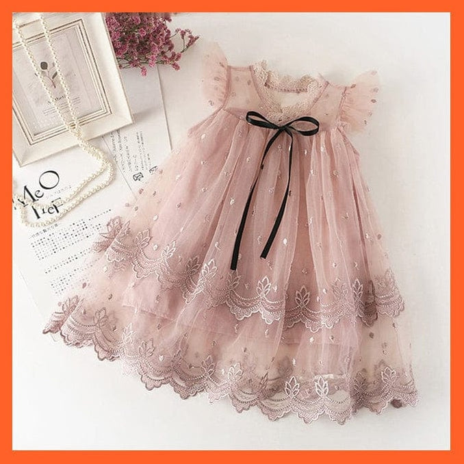 whatagift.com.au pink 2-1 / 3T Girls Lace Dress New Floral Kids Dresses For Girls
