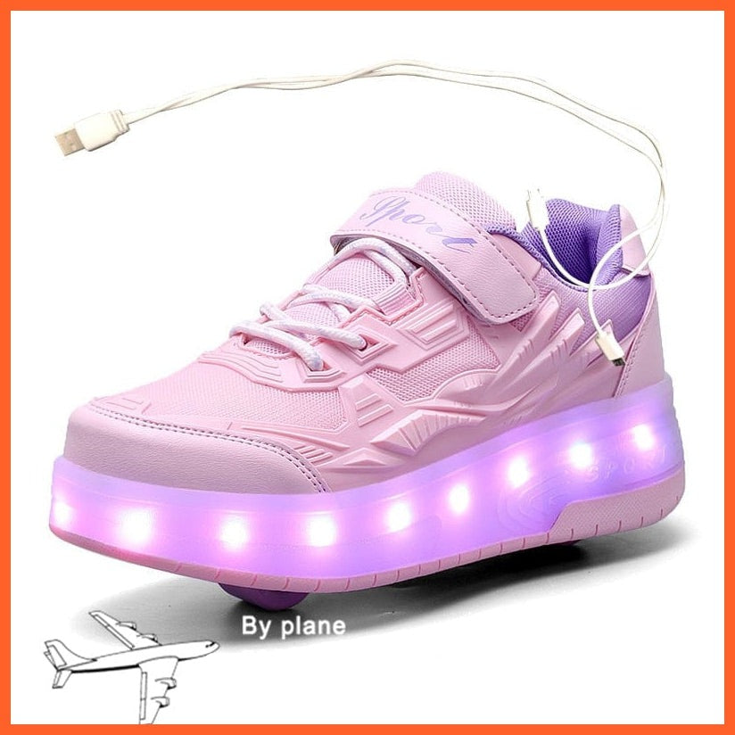 whatagift.com.au Pink / 29 Led White Roller Shoes With Two Wheels | Luminous Light Shoes USB Charging