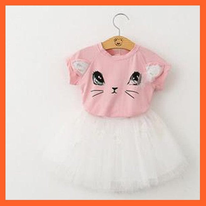 whatagift.com.au Pink / 2T Clothes Sets T-Shirt +Chiffon Tutu Skirt For Baby Girls