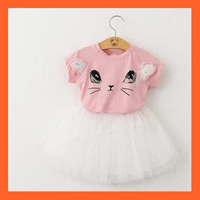 whatagift Pink / 2T Copy of Chiffon Tutu Skirt & T-Shirt Set For Baby Girls