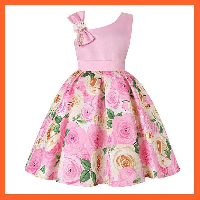 whatagift.com.au Pink / 2T Floral Print Dresses For Girls
