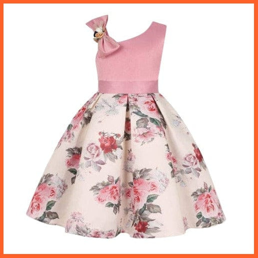 whatagift Pink / 2T Floral Print Dresses For Girls