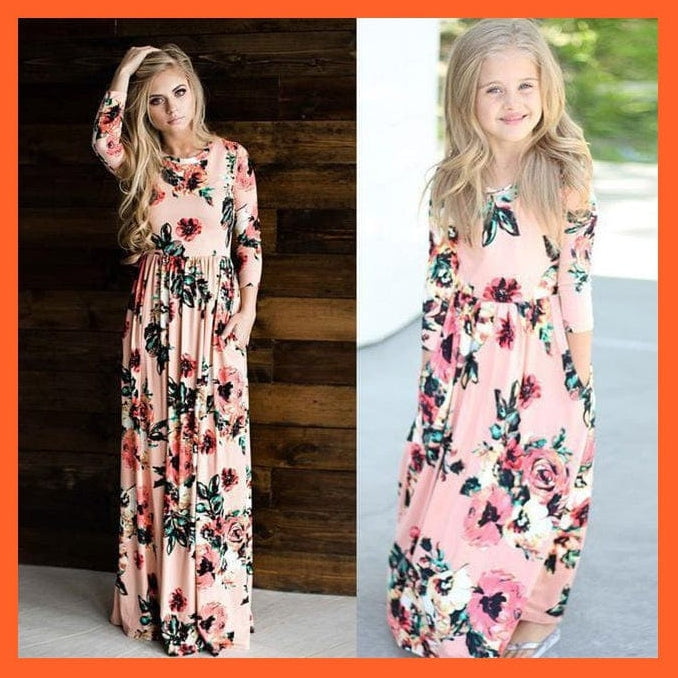 whatagift.com.au Pink / 2T Matching Mother Daughter Flower Printed Dresses