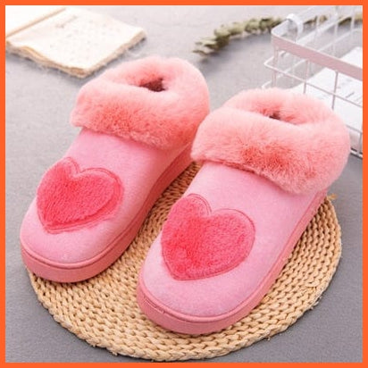 whatagift.com.au Pink / 36-37 Women Cotton Soft Heart-Shaped Warm Plush Winter Fur Slippers