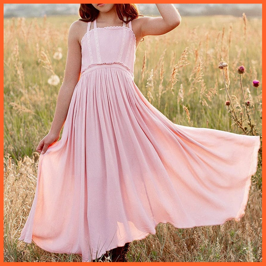 whatagift.com.au Pink / 3T Plus Size Summer Cotton Slip Dress for Girls | Princess Long Dresses Vestidos