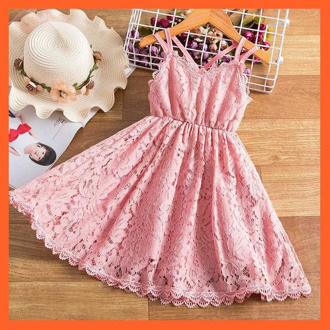 whatagift.com.au Pink / 3T Princess Embroidery Flower Lace Dress  Girl