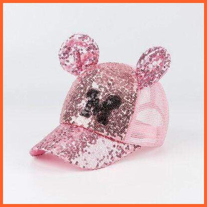 Sequins Ear Cap | Sequins Ear Hats Kids Snapback Mesh Baseball Cap | Spring Summer Hip Hop Caps | whatagift.com.au.