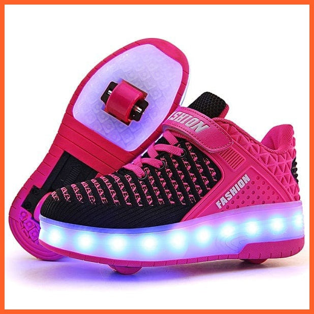 whatagift.com.au Pink / 5 LED Sneakers With Wheels for Kids | USB Charging LED Light Roller Skate Shoes