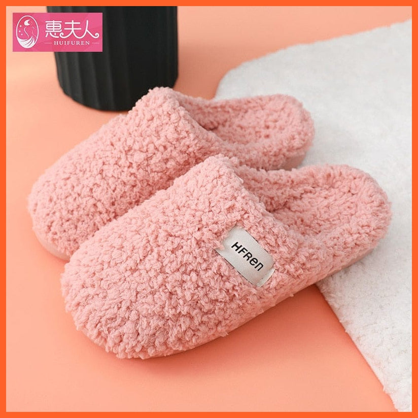 whatagift.com.au pink / 6-6.5(CN36-37) New Autumn Winter Women Men Bottom Soft insole Slippers | Warm Non-slip Slides Comfortable Footwear