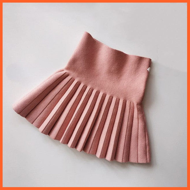 whatagift.com.au Pink / 7T Winter Pleated Girls Skirts | High Waist Knitted Mini Tutu Skirt