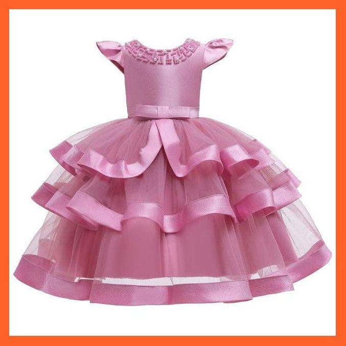 whatagift.com.au Pink / 80 Beading Layered Dress For Girls Dresses For Party And Wedding