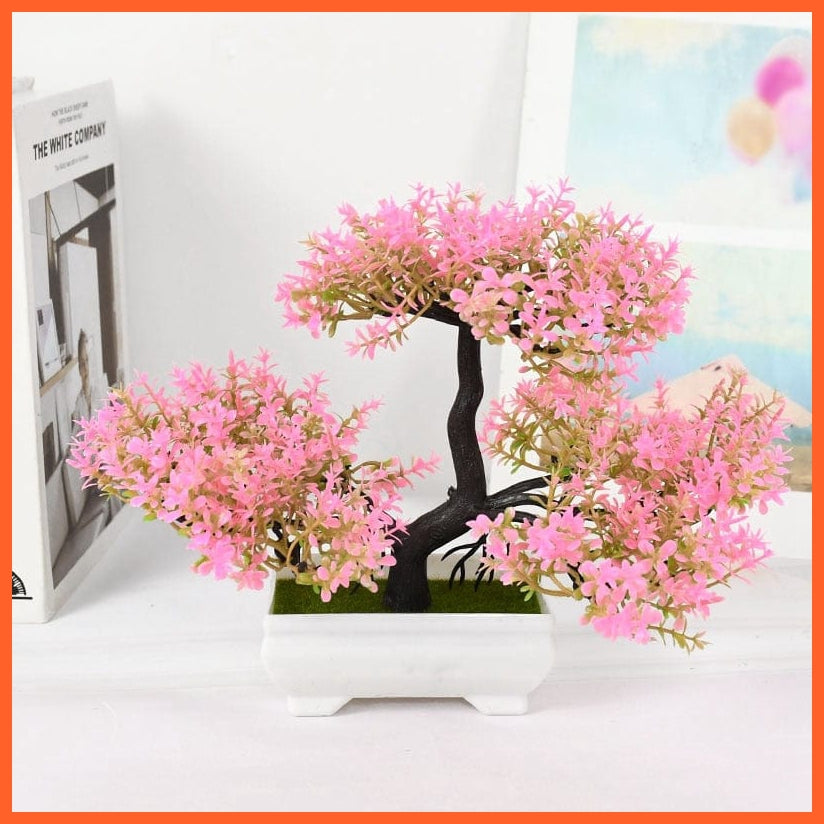 whatagift.com.au pink Artificial Bonsai Small Tree Pot Plants | Fake Flowers For Home Decoration