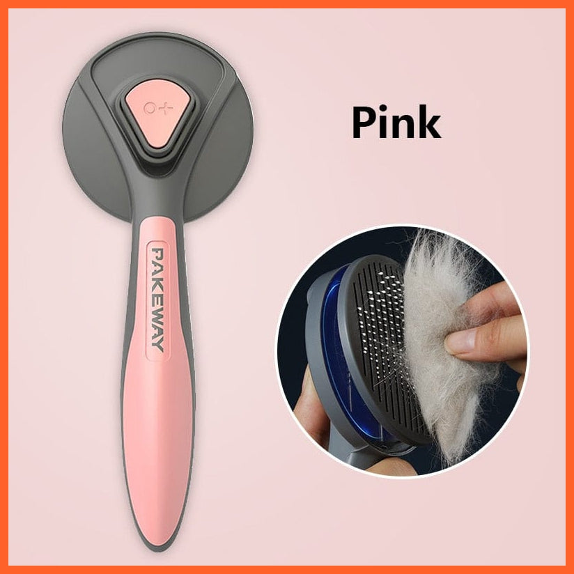 whatagift.com.au Pink Cat Dog Tangled Hair Remover Brush | Pet Grooming Slicker Needle Comb | Removes Self Cleaning Brush