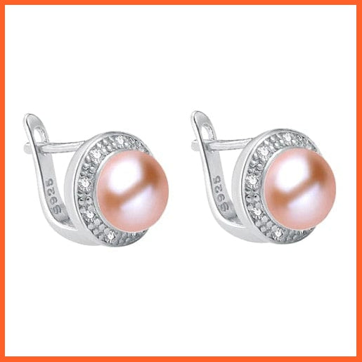 whatagift.com.au Pink / China / 8-9mm New Pearl Silver Vintage Style Freshwater Pearl Stud Earring For Women