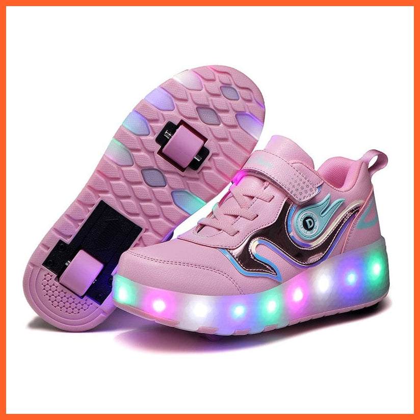 whatagift.com.au Pink E66 / 27 (Inner 17.5cm) Glowing Led Roller 2 Wheels Shoes For Children