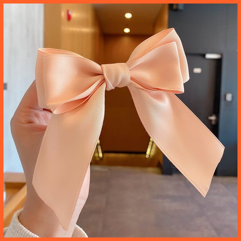 whatagift.com.au Pink Elegant Ribbon Bow Hair Clip | Cute Hair Bows Hairpins For Women Accessories