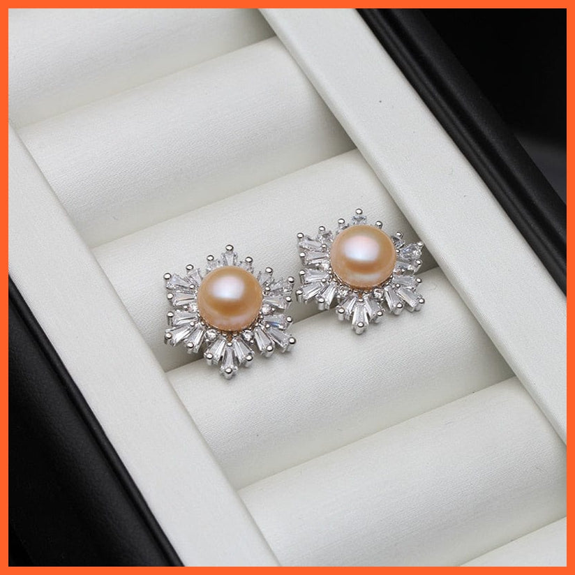 whatagift.com.au pink pearl earring Fine Natural Freshwater Real 925 Sterling Silver Pearl Jewelry For Women
