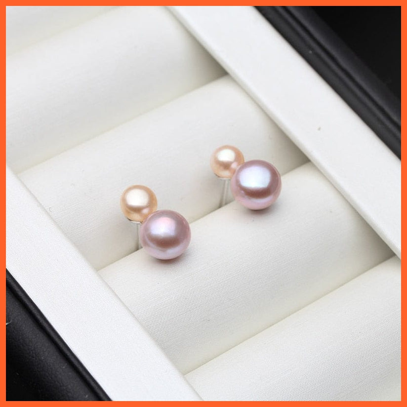 whatagift.com.au pink purple earring Silver Earrings With White Black Pearls