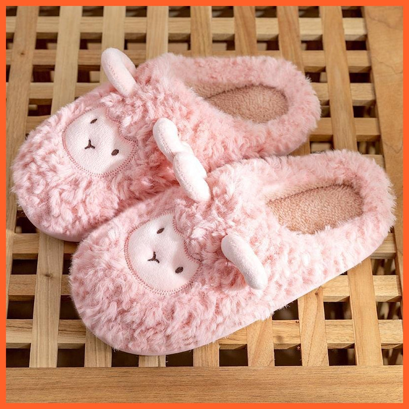whatagift.com.au pink sheep / 6-6.5(CN36-37) New Autumn Winter Women Men Bottom Soft insole Slippers | Warm Non-slip Slides Comfortable Footwear
