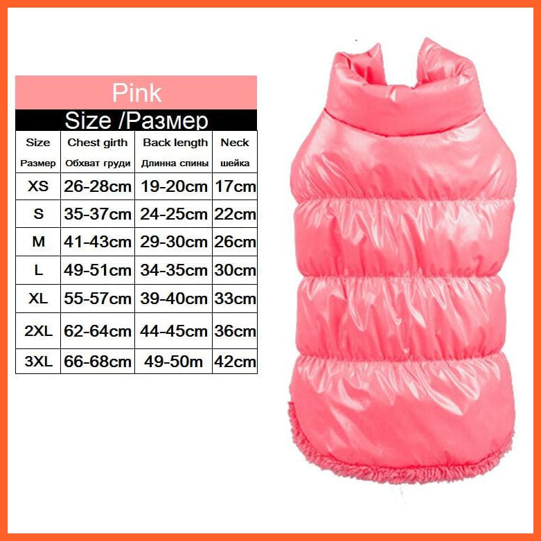 whatagift.com.au Pink / XS Warm Shiny Winter Fleece Inside Windproof Pet Jackets for Medium Large Dogs