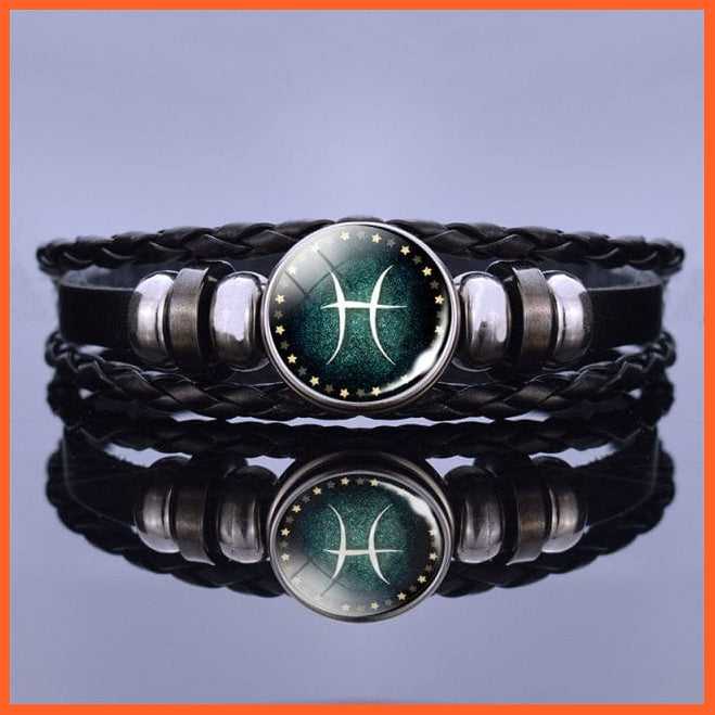 whatagift.com.au Pisces 2 / Clear 12 Zodiac Signs Constellation Charm Unisex Bracelet