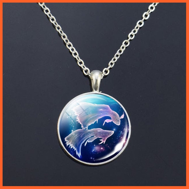 whatagift.com.au Pisces Zodiac Signs Glass Dome Constellations Pendant Necklace