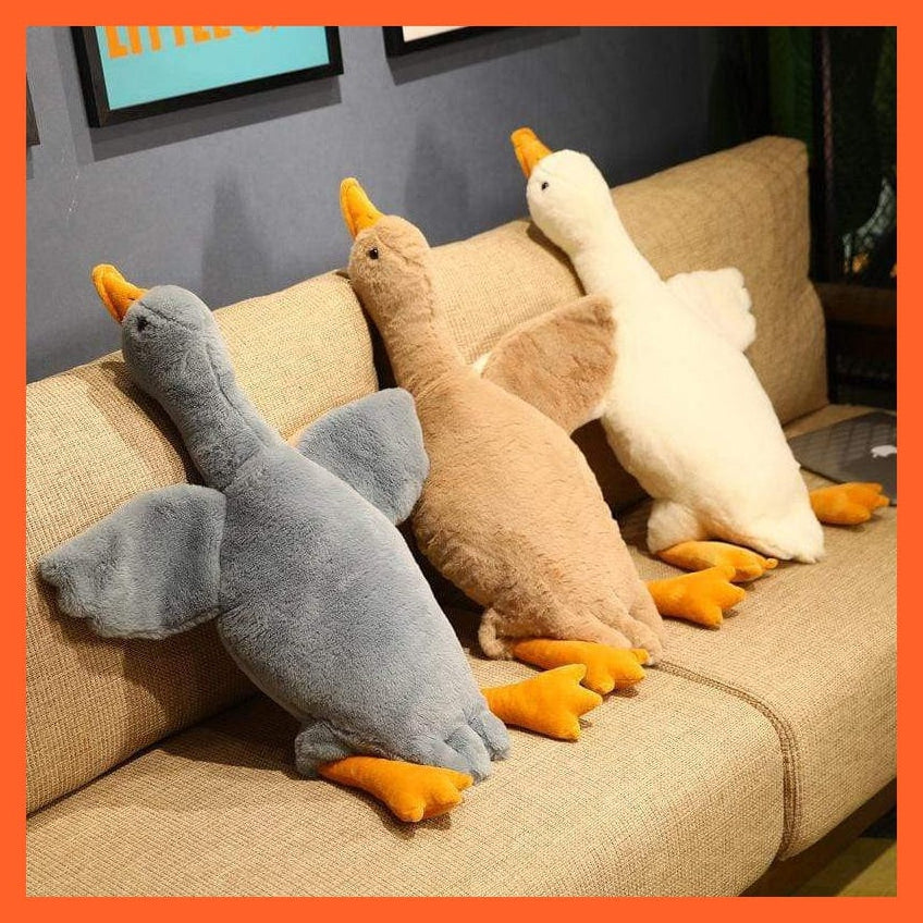 whatagift.com.au Plush Toys 50-190Cm Giant Duck Plush Toys Fluffy Sleep Pillow | Cute Animal Stuffed Swan Goose Soft Pillow