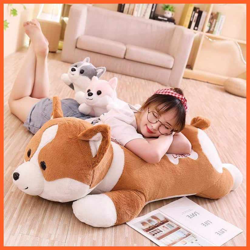 60/100Cm Cute Dog Plush Toy | Stuffed Soft Kawaii Corgi Sleeping Cuddly Plush Toys | For Children Kids Girls | whatagift.com.au.