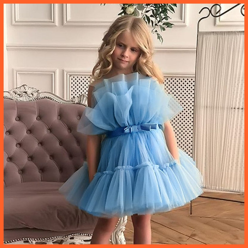 whatagift.com.au Princess Gown for Girls | Girl Elegant Birthday Tulle Dress | Bridesmaid Evening Party Dresses