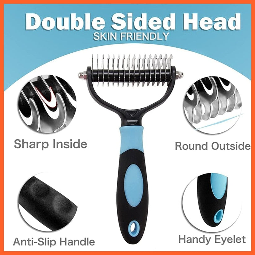 whatagift.com.au Professional De-shedding Double-Sided Brush for Cat Dog | Grooming Kit for Pets