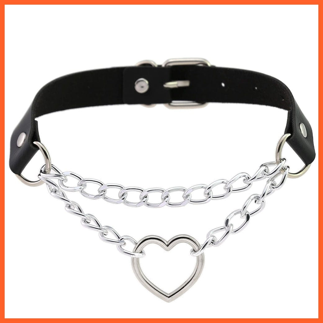 whatagift.uk PU Leather Rivet Choker Chain Necklace For Women