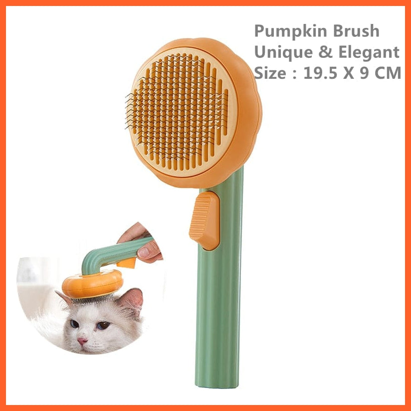 whatagift.com.au Pumpkin  green Pumpkin Self Cleaning Pet Brush for Shedding Dog Cat | Grooming Comb Removes Loose Underlayers and Tangled Hair