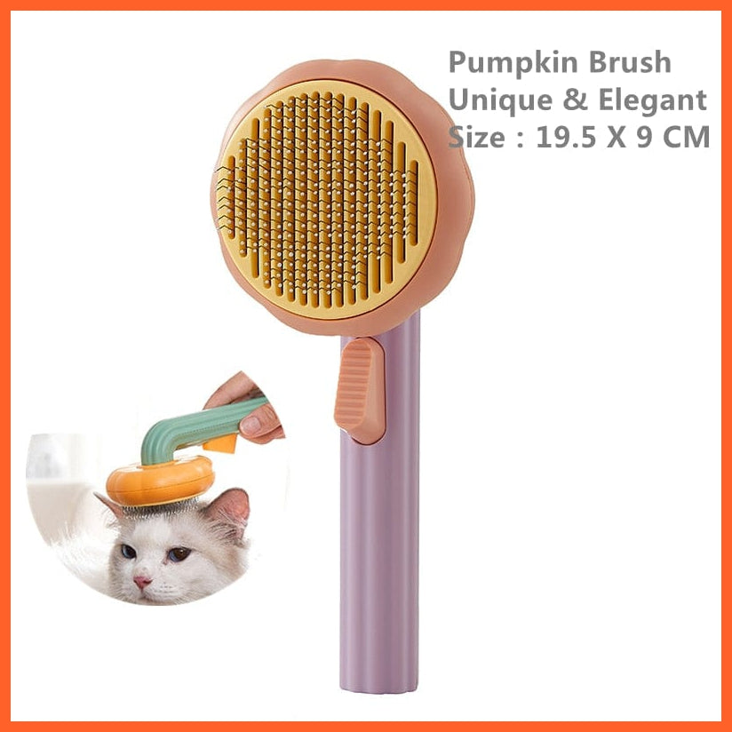 whatagift.com.au Pumpkin  purple Pumpkin Self Cleaning Pet Brush for Shedding Dog Cat | Grooming Comb Removes Loose Underlayers and Tangled Hair