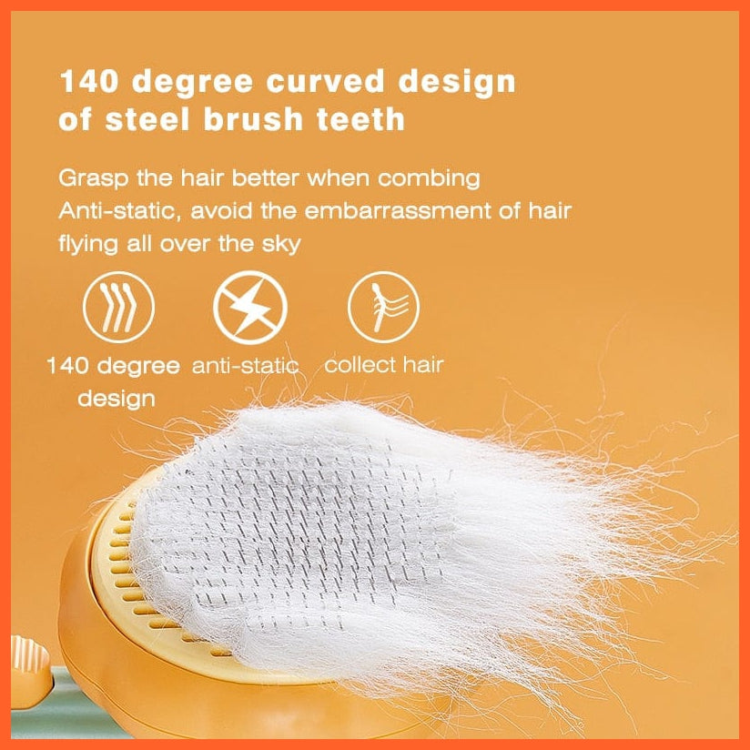 whatagift.com.au Pumpkin Self Cleaning Pet Brush for Shedding Dog Cat | Grooming Comb Removes Loose Underlayers and Tangled Hair