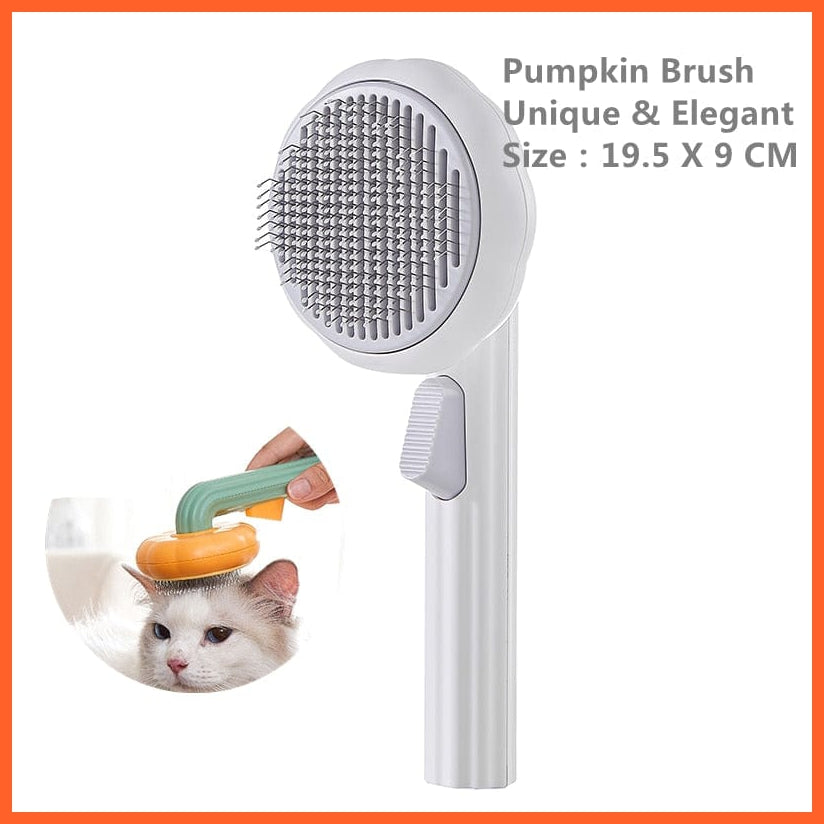 whatagift.com.au Pumpkin  white Pumpkin Self Cleaning Pet Brush for Shedding Dog Cat | Grooming Comb Removes Loose Underlayers and Tangled Hair