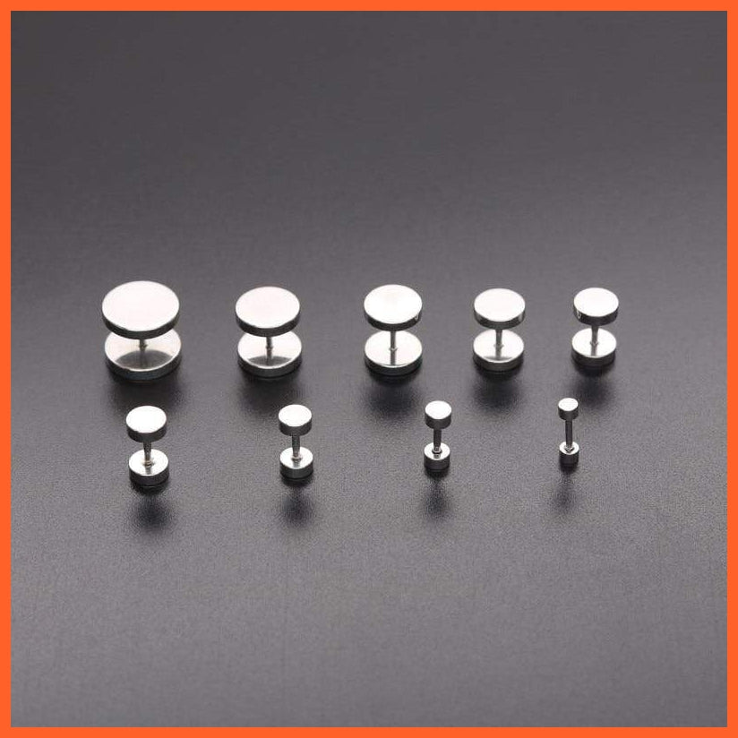 Round Stainless Steel Barbell Stud Earrings For Unisex | whatagift.com.au.