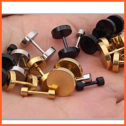 Round Stainless Steel Barbell Stud Earrings For Unisex | whatagift.com.au.