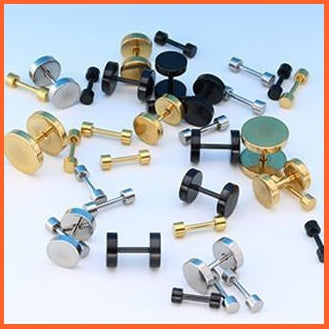 Round Stainless Steel Barbell Stud Earrings For Unisex | whatagift.com.au.