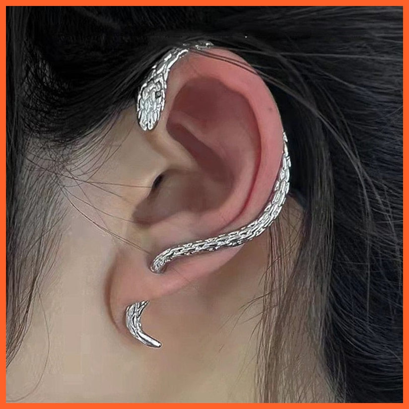 whatagift.uk Punk Twining Snake Shape Earring | Ear Stud Gold Silver Clip Earring