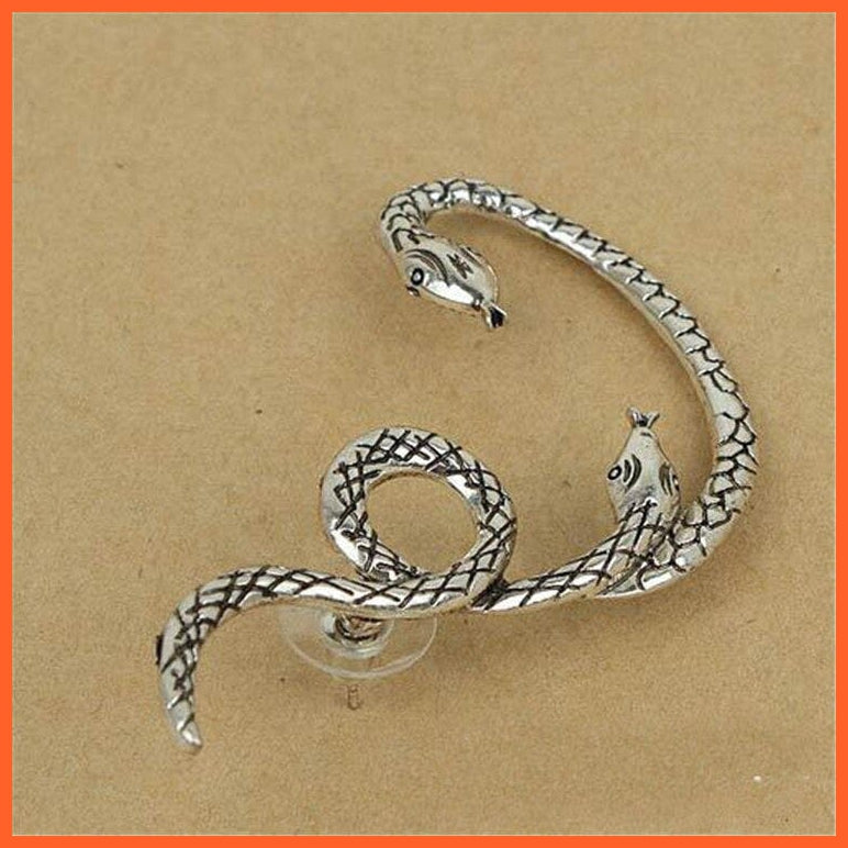 whatagift.uk Punk Twining Snake Shape Earring | Ear Stud Gold Silver Clip Earring