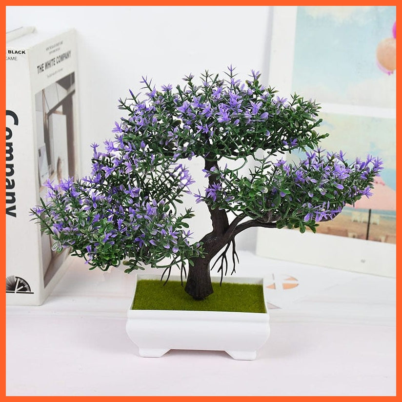 whatagift.com.au purple Artificial Bonsai Small Tree Pot Plants | Fake Flowers For Home Decoration
