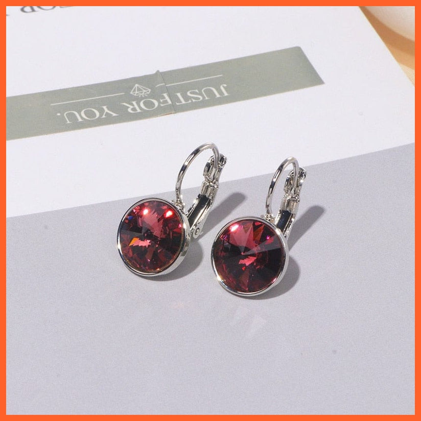 whatagift.com.au Purple Crystal Round Clear Crystal Drop Earrings For Women