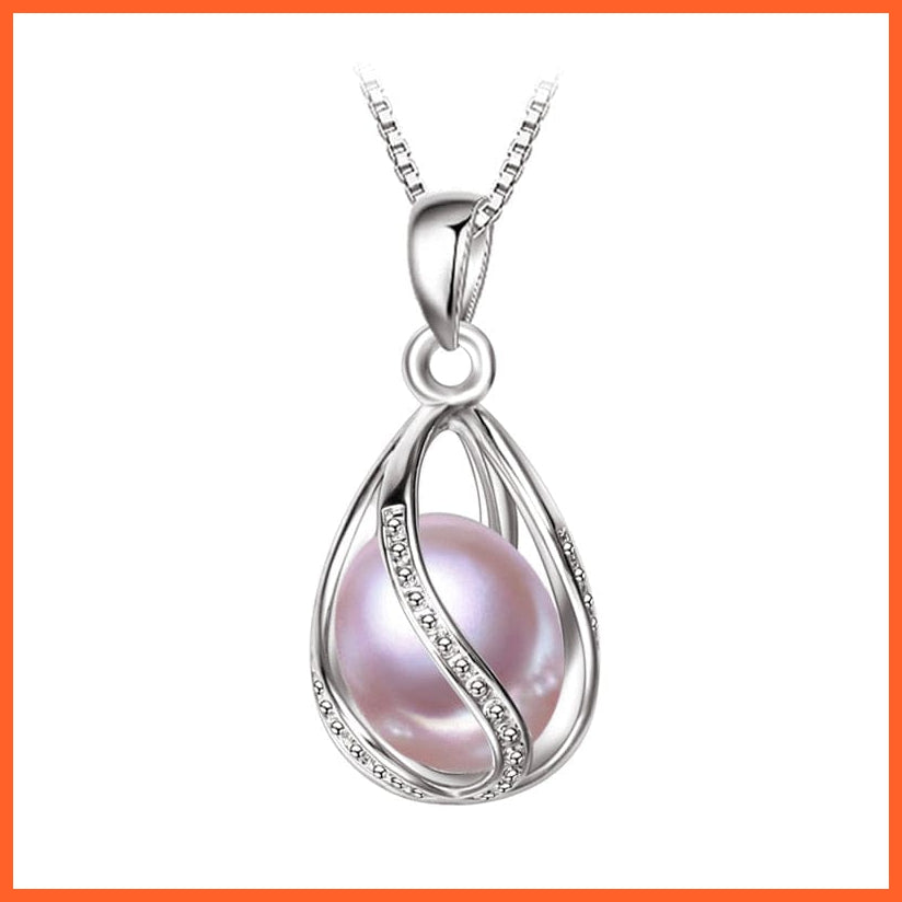 whatagift.com.au Purple Natural Freshwater Pearl Pendant Cage Necklace