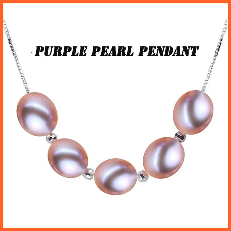 whatagift.com.au purple peal necklace Beautiful Genuine 925 Sterling Silver Colorful Natural Pearl Necklace For Women